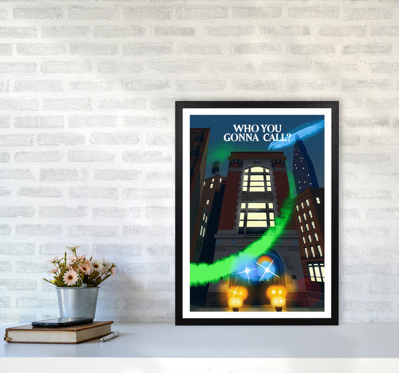 Ghostbusters Night Art Print by Richard O'Neill A2 White Frame
