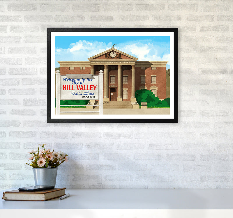 Hill Valley 1985 Revised Art Print by Richard O'Neill A2 White Frame
