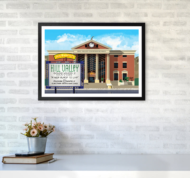 Hill Valley 2015 Revised Art Print by Richard O'Neill A2 White Frame