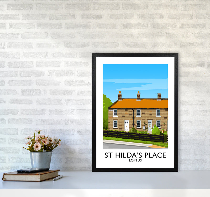 St Hilda's Place Portrait Art Print by Richard O'Neill A2 White Frame