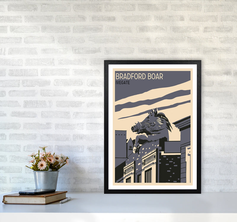 Bradford Boar Art Print by Richard O'Neill A2 White Frame