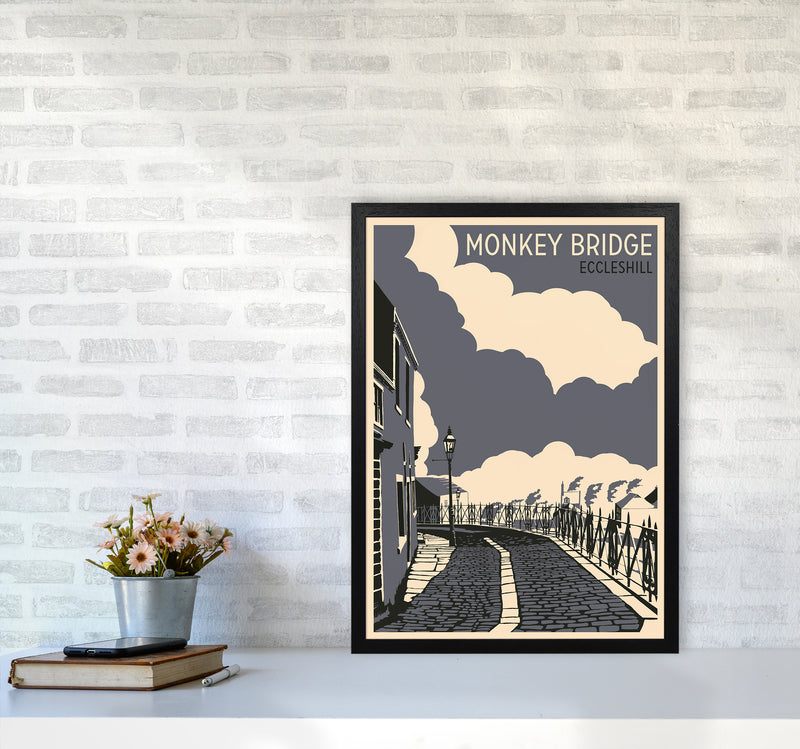 Monkey Bridge, Eccleshill Travel Art Print by Richard O'Neill A2 White Frame