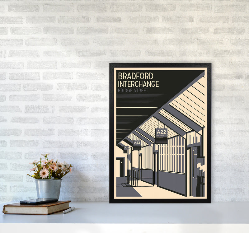 Bradford Interchange, Bridge Street portrait Travel Art Print by Richard O'Neill A2 White Frame