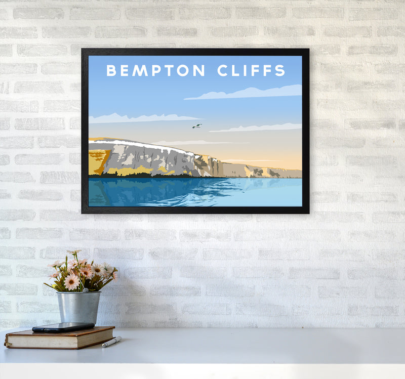 Bempton Cliffs Travel Art Print by Richard O'Neill A2 White Frame