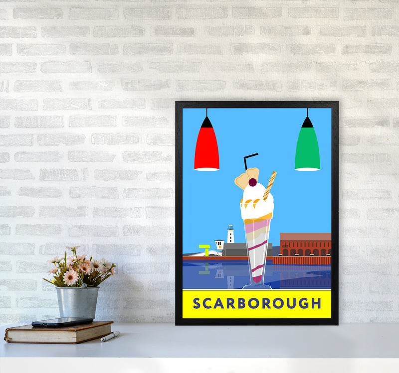 Icecream at Scarborough Travel Art Print by Richard O'Neill A2 White Frame