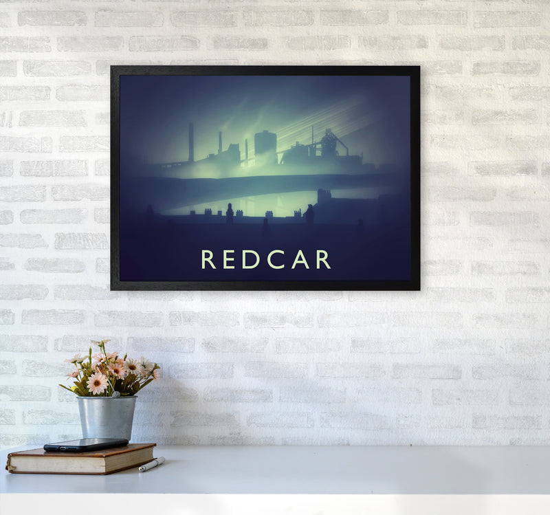 Redcar (night) Travel Art Print by Richard O'Neill A2 White Frame
