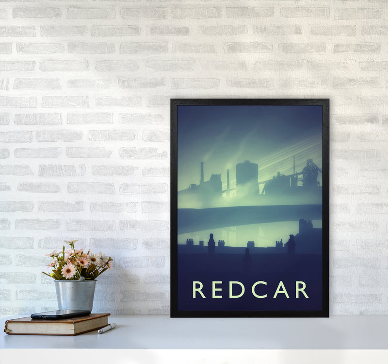 Redcar (night) portrait Travel Art Print by Richard O'Neill A2 White Frame