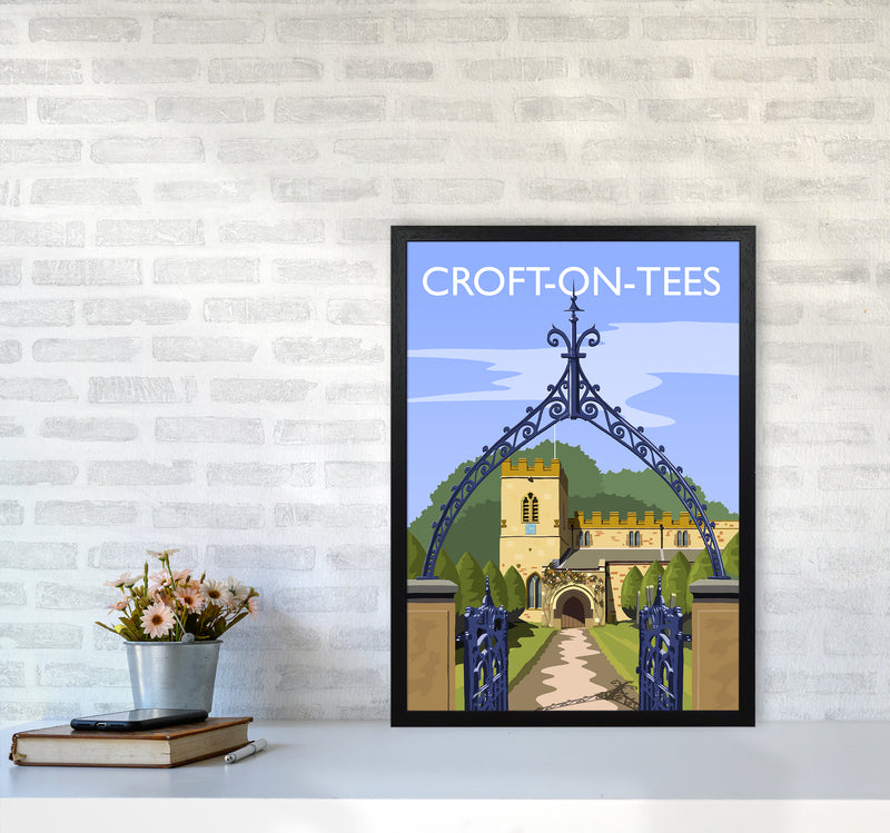 Croft-on-Tees Travel Art Print by Richard O'Neill A2 White Frame