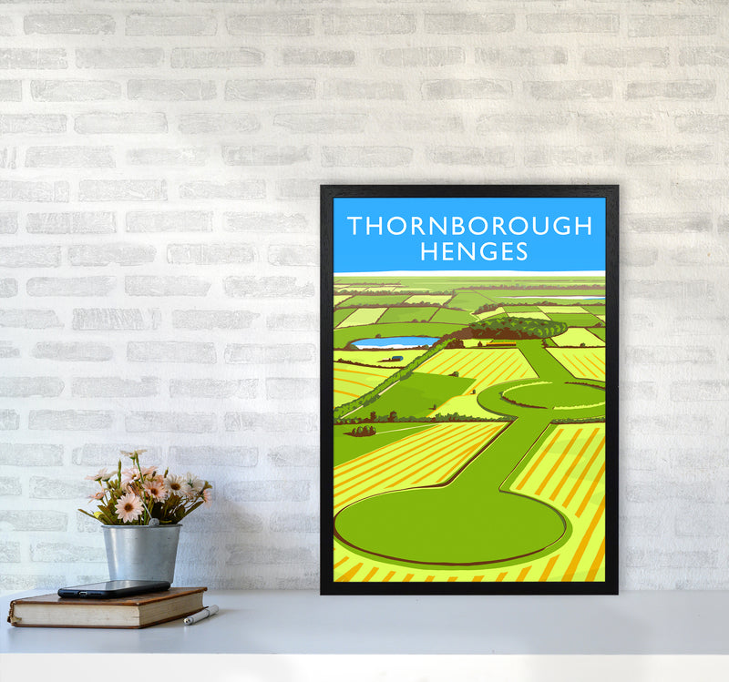 Thornborough Henges portrait Travel Art Print by Richard O'Neill A2 White Frame