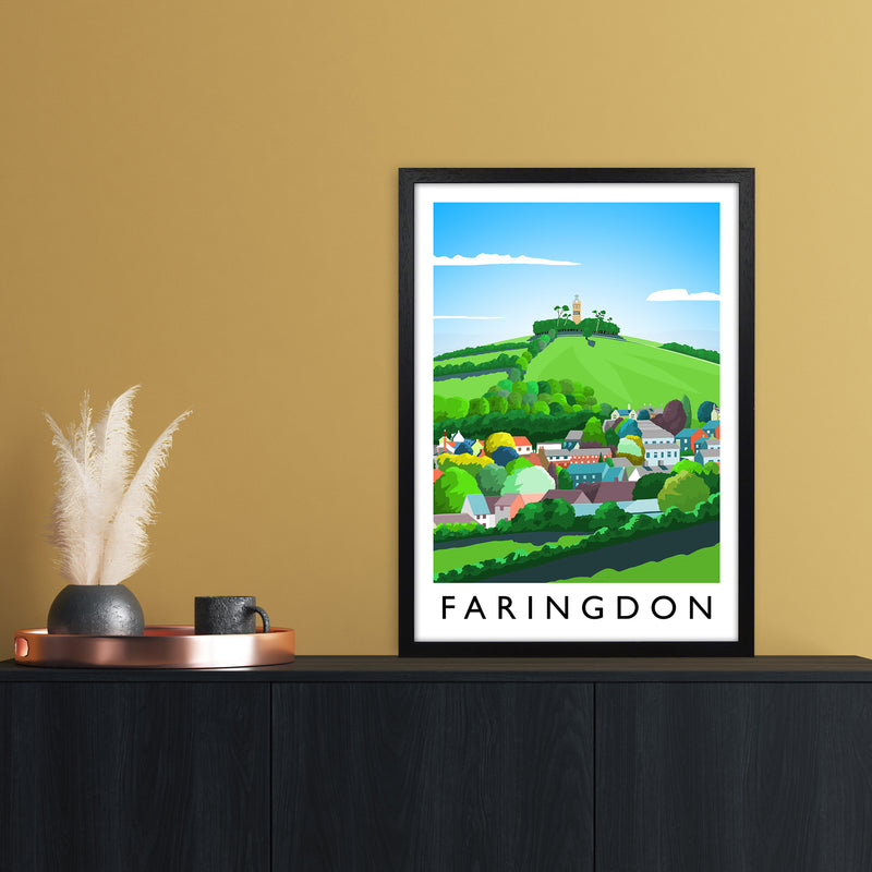 Faringdon Portrait Travel Art Print by Richard O'Neill A2 White Frame