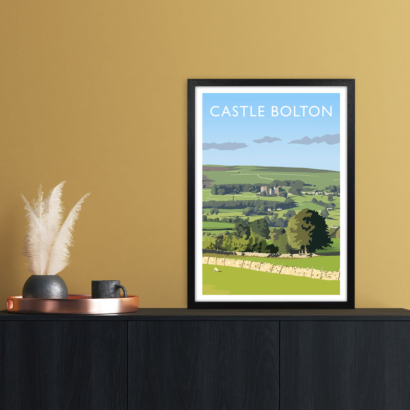 Castle Bolton Portrait Travel Art Print by Richard O'Neill A2 White Frame