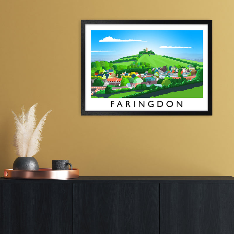 Faringdon Travel Art Print by Richard O'Neill A2 White Frame