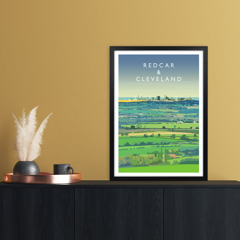 Redcar & Cleveland Travel Art Print by Richard O'Neill A2 White Frame