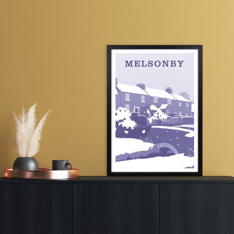 Melsonby (Snow) Portrait Travel Art Print by Richard O'Neill A2 White Frame