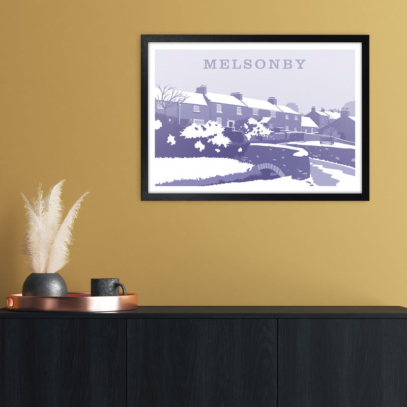 Melsonby (Snow) Travel Art Print by Richard O'Neill A2 White Frame