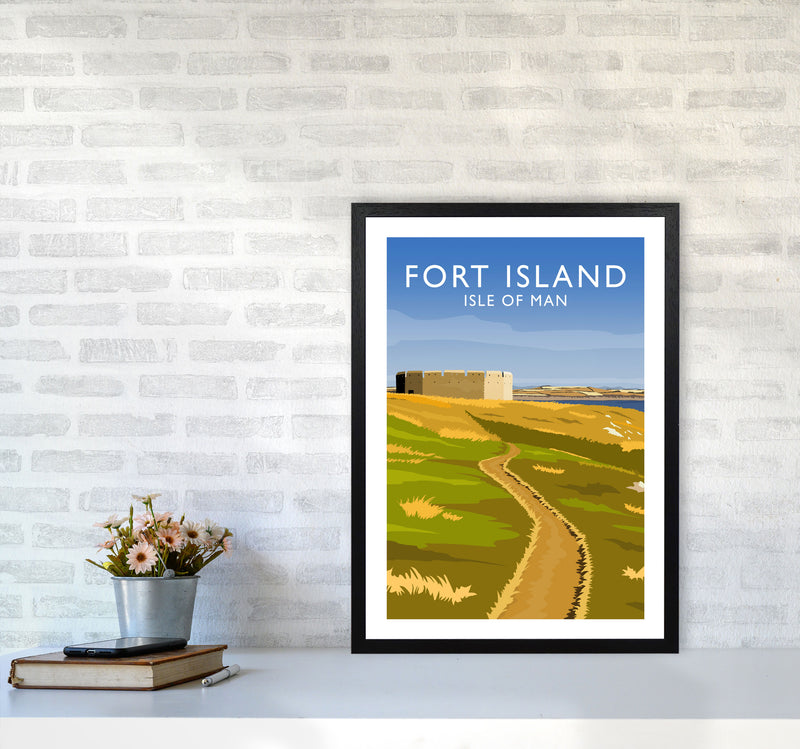 Fort Island portrait Travel Art Print by Richard O'Neill A2 White Frame