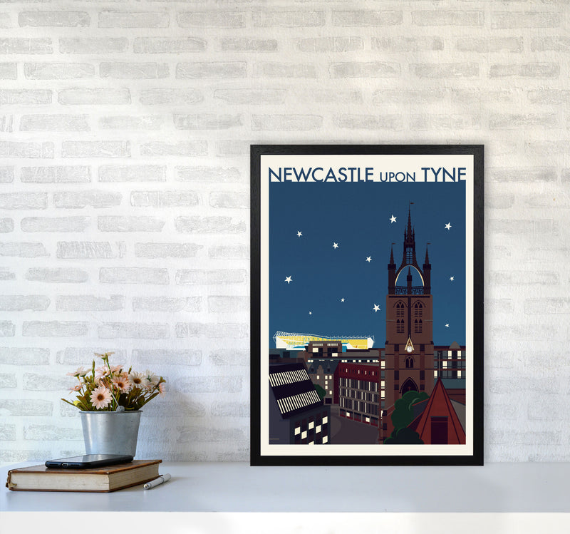 Newcastle upon Tyne 2 (Night) Travel Art Print by Richard O'Neill A2 White Frame