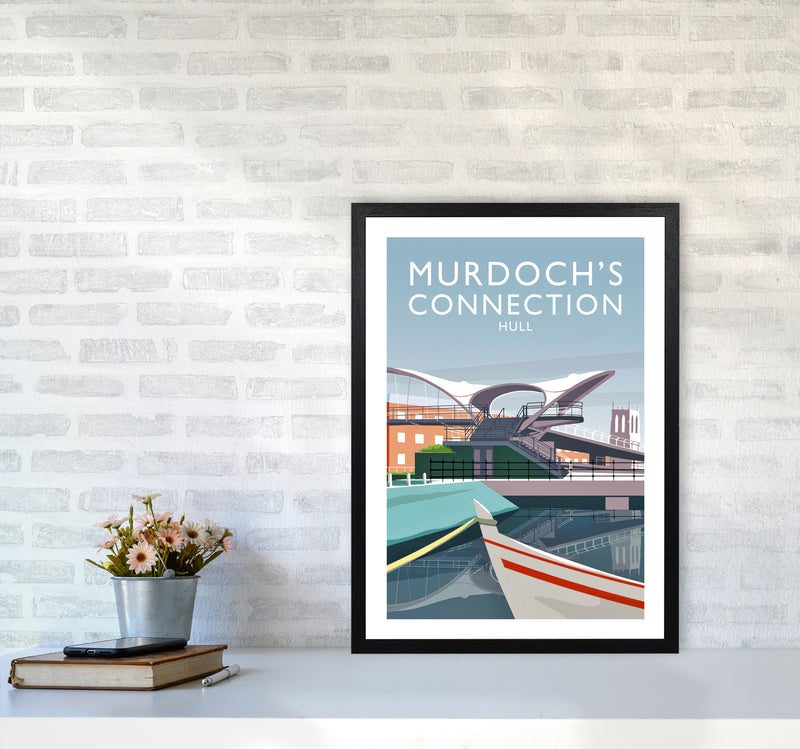 Murdoch's Connection portrait Travel Art Print by Richard O'Neill A2 White Frame