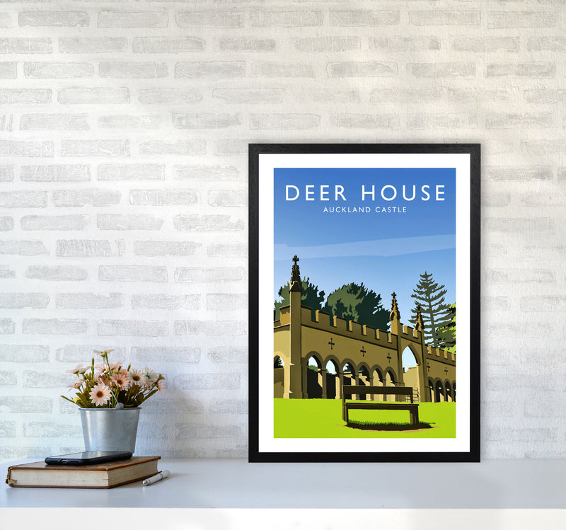 Deer House portrait Travel Art Print by Richard O'Neill A2 White Frame