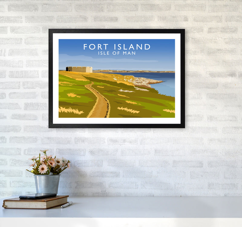 Fort Island Travel Art Print by Richard O'Neill A2 White Frame