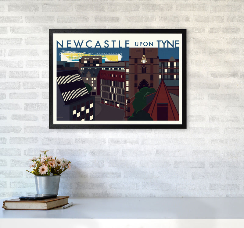 Newcastle upon Tyne 2 (Night) landscape Travel Art Print by Richard O'Neill A2 White Frame