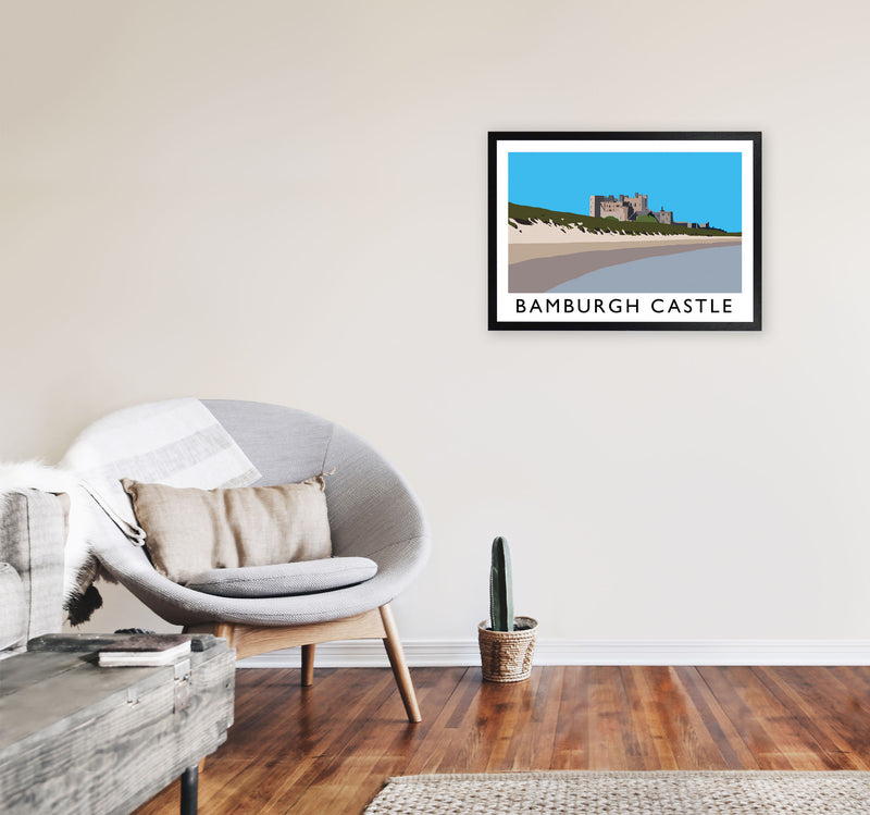 Bamburgh Castle Framed Digital Art Print by Richard O'Neill A2 White Frame