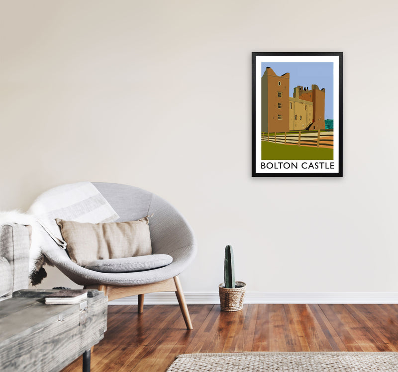 Bolton Castle Framed Digital Art Print by Richard O'Neill A2 White Frame
