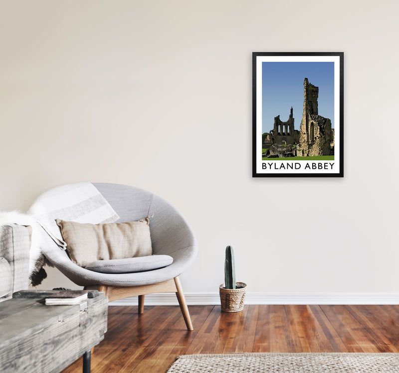 Byland Abbey Framed Digital Art Print by Richard O'Neill A2 White Frame
