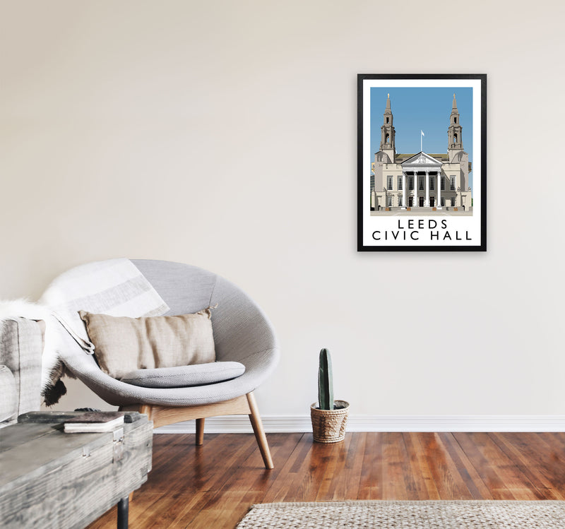 Leeds Civic Hall by Richard O'Neill Yorkshire Art Print, Vintage Travel Poster A2 White Frame