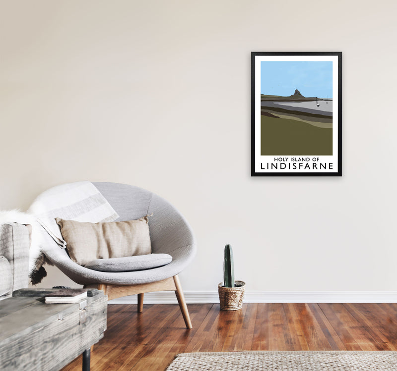 Holy Island of Lindisfarne Framed Digital Art Print by Richard O'Neill A2 White Frame
