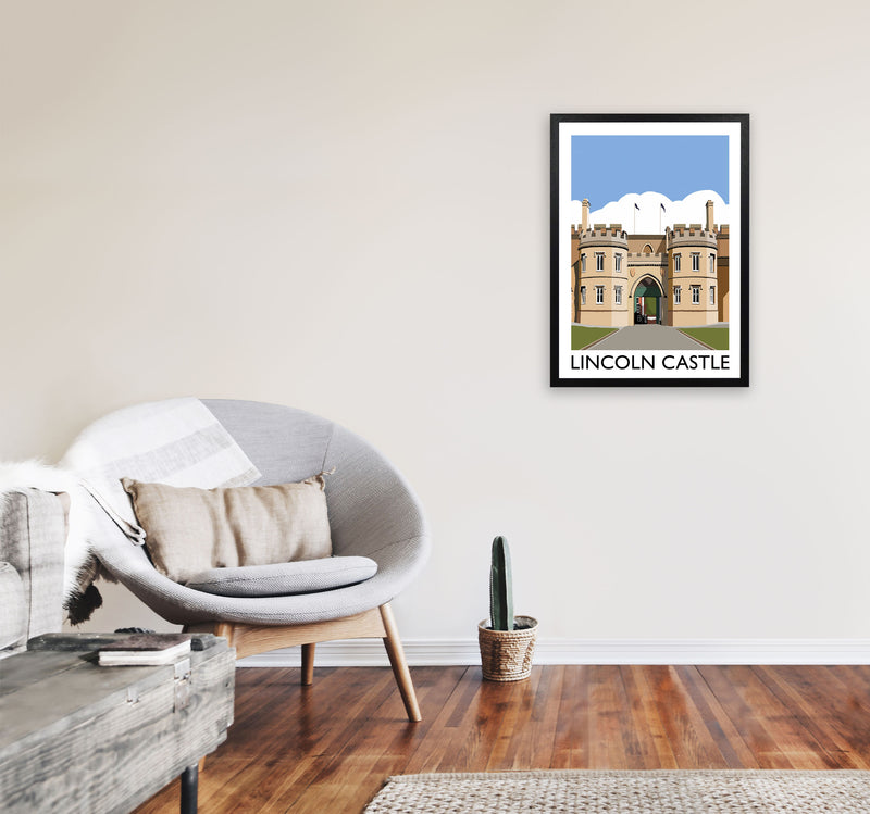 Lincoln Castle Framed Digital Art Print by Richard O'Neill A2 White Frame