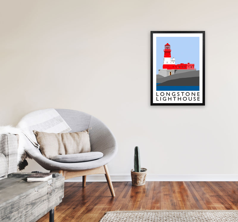 Longstone Lighthouse Framed Digital Art Print by Richard O'Neill A2 White Frame