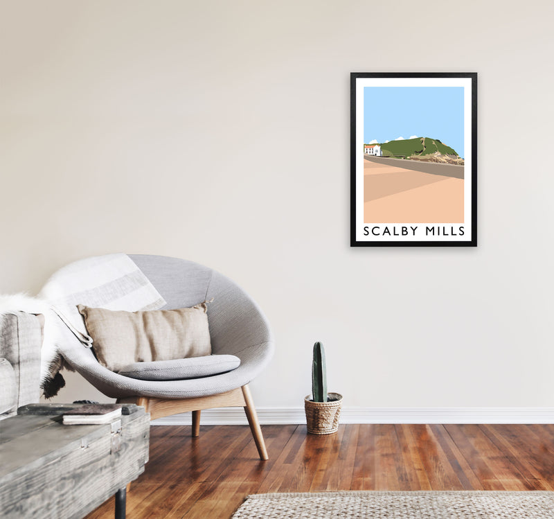 Scalby Mills Art Print by Richard O'Neill A2 White Frame