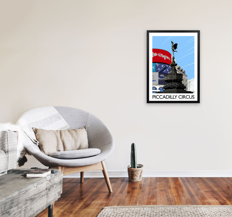 Piccadilly Circus London Art Print by Richard O'Neill A2 White Frame