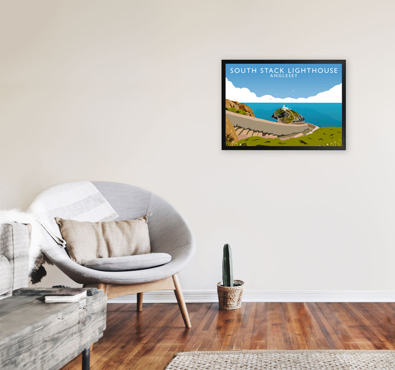 South Stack Lighthouse Anglesey Art Print by Richard O'Neill A2 White Frame