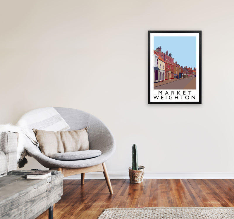 Market Weighton by Richard O'Neill Yorkshire Art Print, Vintage Travel Poster A2 White Frame