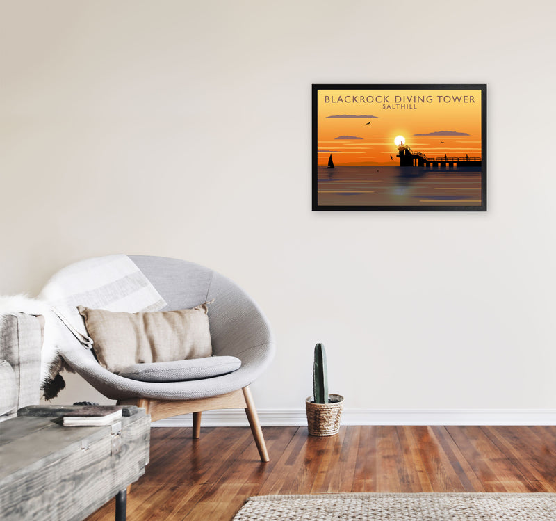 Blackrock Diving Tower (Sunset) (Landscape) by Richard O'Neill A2 White Frame