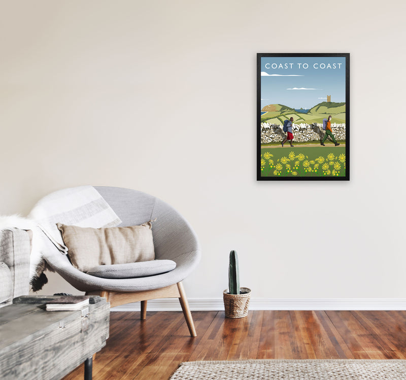 Coast To Coast (Portrait) by Richard O'Neill Yorkshire Art Print, Travel Poster A2 White Frame
