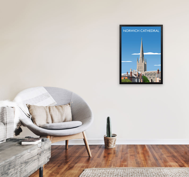 Norwich Cathedral Art Print by Richard O'Neill A2 White Frame