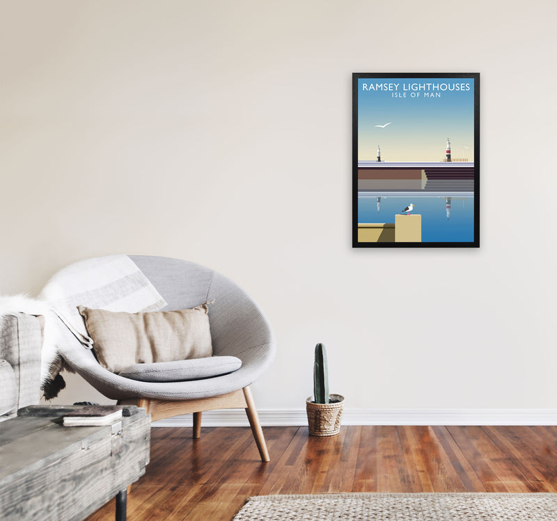 Ramsey Lighthouses (Portrait) by Richard O'Neill A2 White Frame