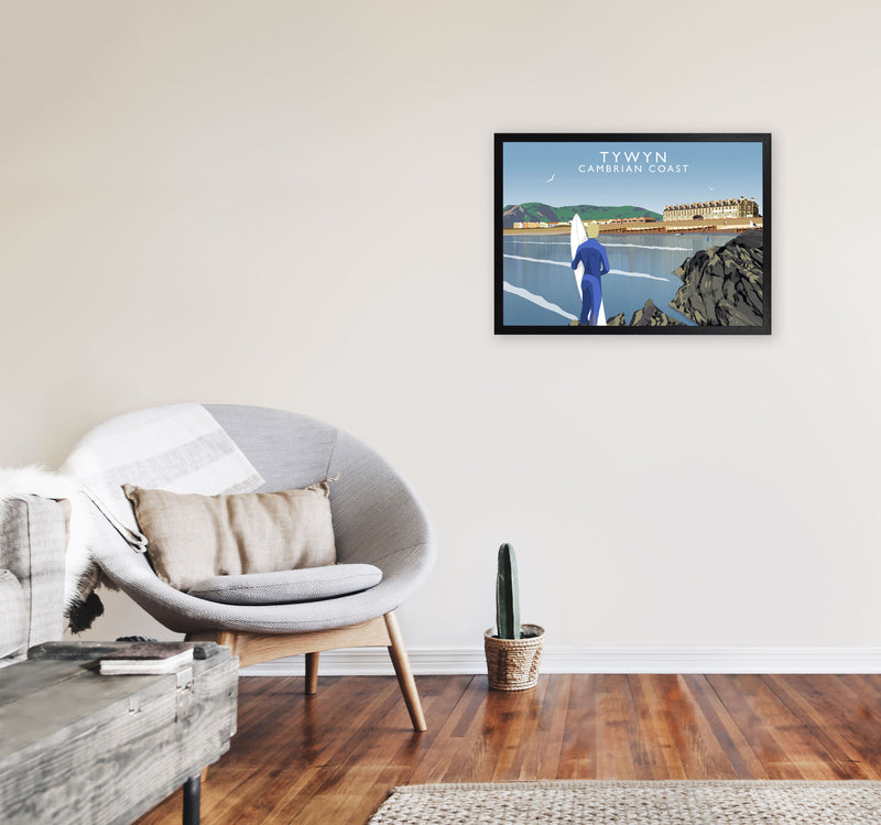 Tywyn Cambrian Coast Framed Digital Art Print by Richard O'Neill A2 White Frame