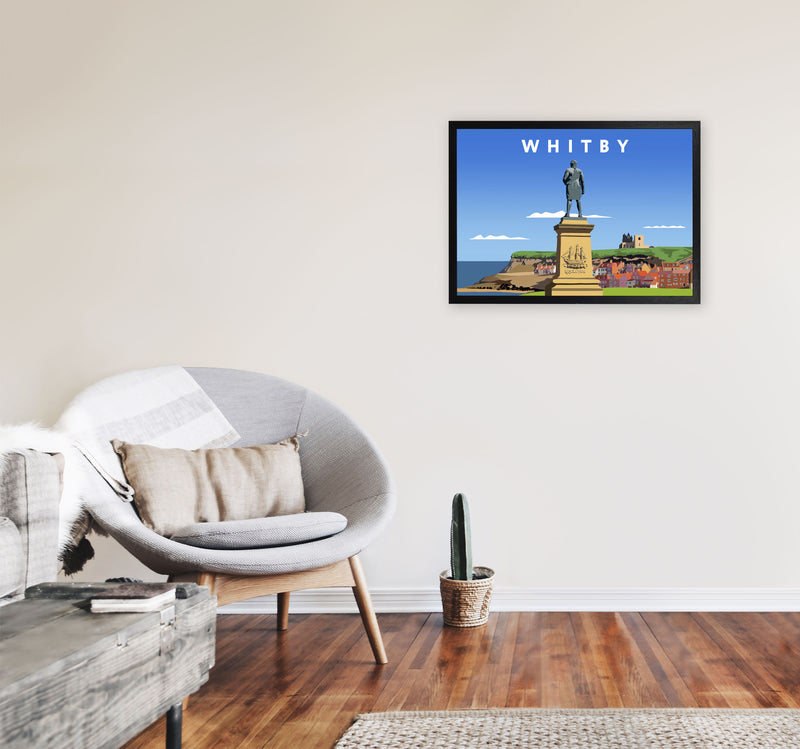 Whitby (Landscape) by Richard O'Neill Yorkshire Art Print, Vintage Travel Poster A2 White Frame