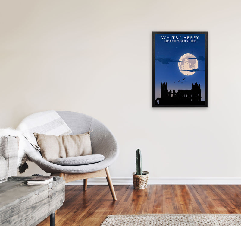 Whitby Abbey (Night) (Portrait) by Richard O'Neill Yorkshire Art Print A2 White Frame