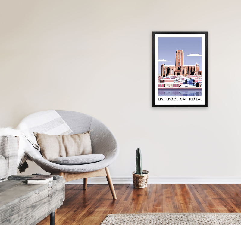 Liverpool Cathedral In Snow Portrait by Richard O'Neill A2 White Frame