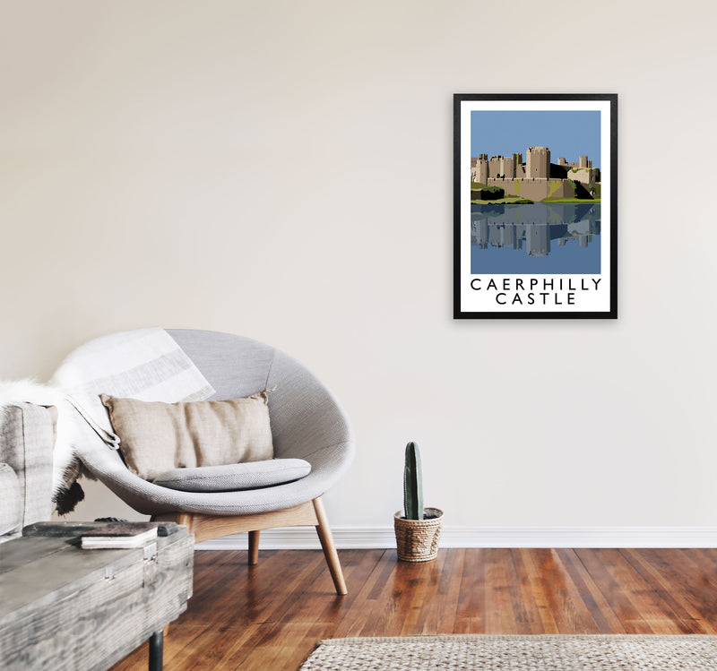 Caerphilly Castle Portrait by Richard O'Neill A2 White Frame