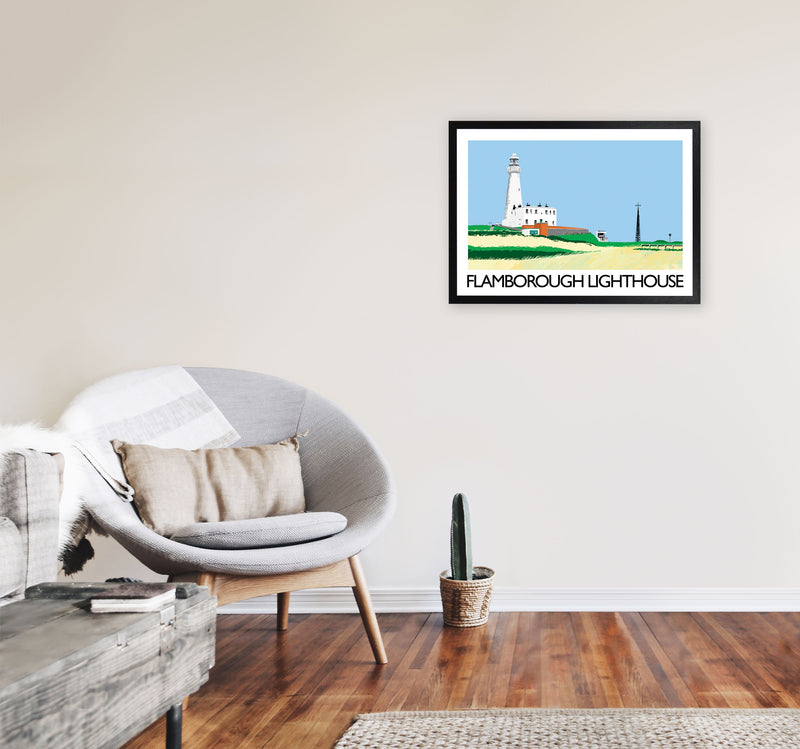 Flamborough Lighthouse Art Print by Richard O'Neill A2 White Frame