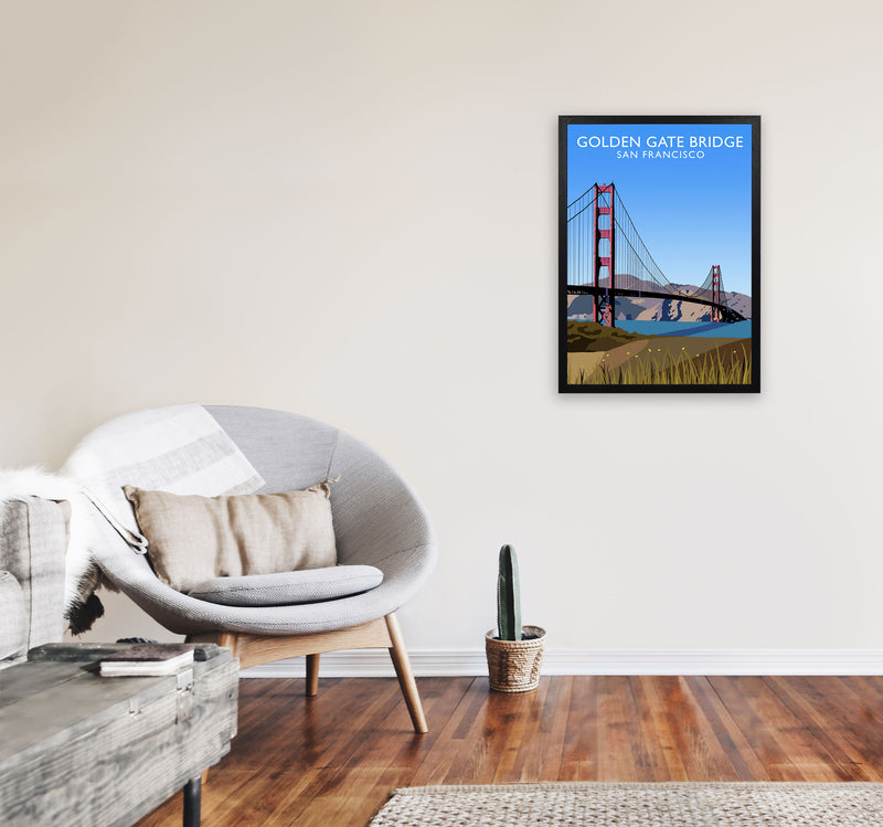 Golden Gate Bridge Portrait by Richard O'Neill A2 White Frame