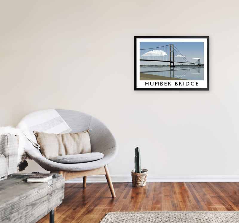 Humber Bridge Framed Digital Art Print by Richard O'Neill A2 White Frame