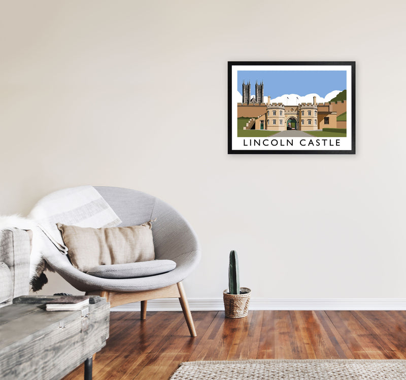 Lincoln Castle Travel Art Print by Richard O'Neill, Framed Wall Art A2 White Frame