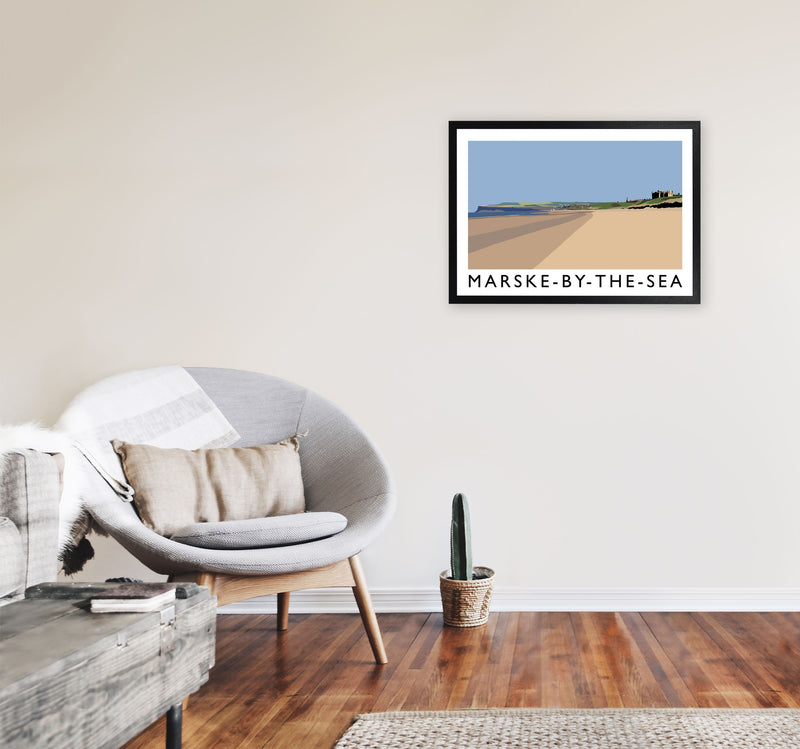 Marske-By-The-Sea Travel Art Print by Richard O'Neill, Framed Wall Art A2 White Frame